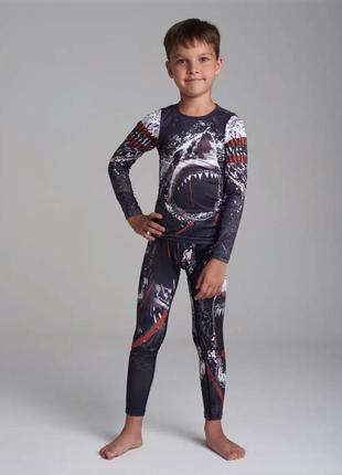 Детский рашгард. комплект 3в1. компрессионный костюм : рашгард, шорты, леггинсы....