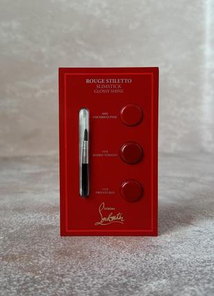 Christian louboutin - rouge stiletto glossy shine lipstick- палетка помад, пробник + аппликатор для нанесения
