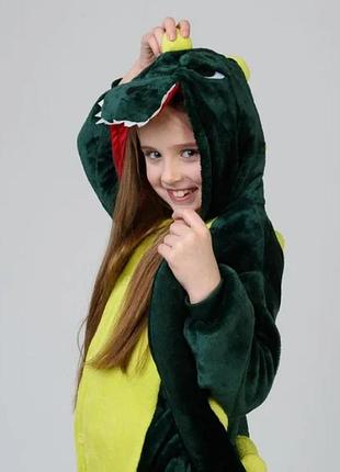 Піжама кігурумі дитяча зелений дракон розмір 100см .110 см. 120 см. 130 см. 140 см.