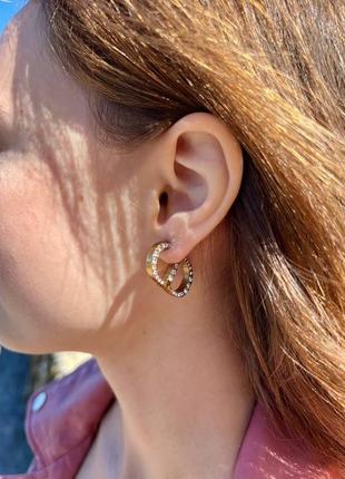 Серьги в позолоте с цирконами