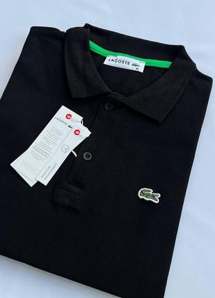 Чоловіча футболка поло  lacoste👕 чорного кольору