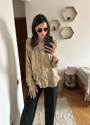 Очень красивая золотистая рубашка3 фото