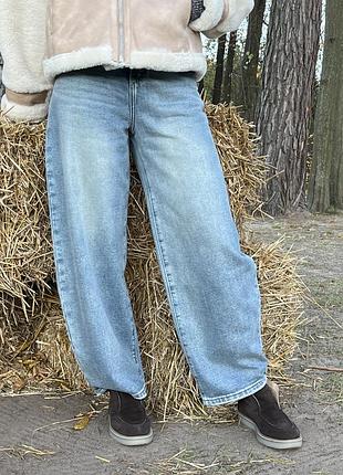 Джинсы багги утепленные