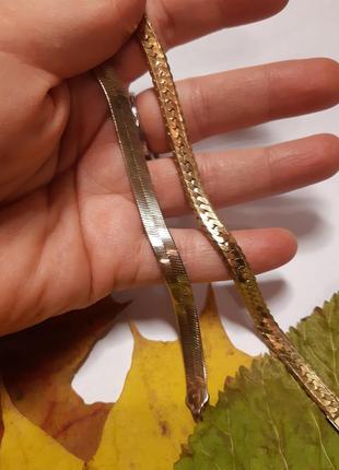 Два браслета снейк змійка, вінтаж позолота, маркування 14k, сліди часу по краю