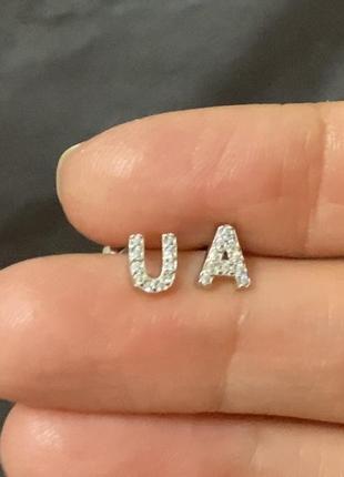 Серебряные s925 серьги ua с украинской символикой3 фото