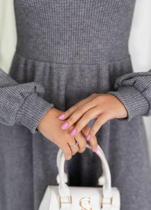 Платье короткое мини теплая вязка вязаное базовое длинное рукава приталенное женское демис...