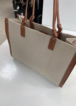 Неймовірно стильна сумка шопер з шкіри та текстилю3 фото