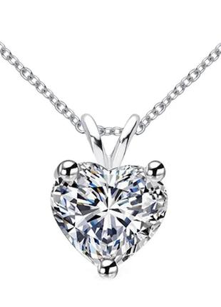 Серебряная подвеска с муассанитом 6.5 мм сертификат