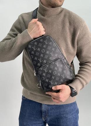 Сумка слінг louis vuitton avenue slingbag black/grey