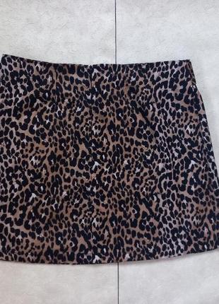 Стильная юбка мини леопард с высокой талией primark, l размер.2 фото