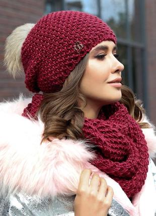 Комплект «кларк» (шапка и снуд) (4723-8) бордовый