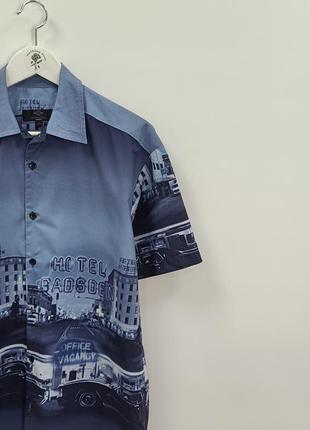 Винтажная оверсайз урбан фулпринт гавайка летняя рубашка с городом2 фото