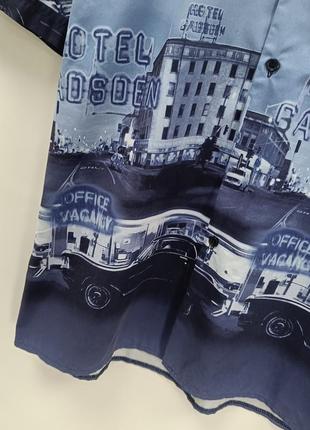 Винтажная оверсайз урбан фулпринт гавайка летняя рубашка с городом3 фото