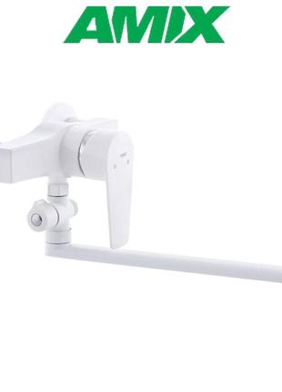 Змішувач для ванни amix oscar-006 white (без шланга та лійки), білий