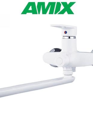 Змішувач для ванни amix oscar-006 euro white (без шланга та лійки), білий