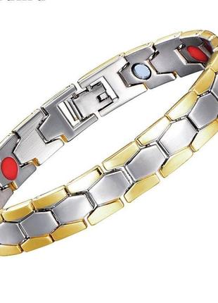 Магнитный браслет с германием silver gold  20,5 см