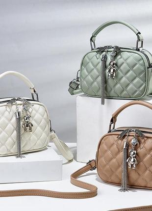 Маленька дитяча сумочка клатч з брелоком, міні сумка для дівчаток з ведмедиком