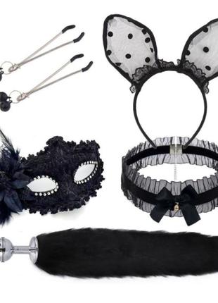 Набір для сексуальних ігор sexy cat ears fox tail cosplay sex party accessories black  продаж