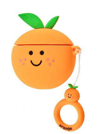 Силиконовый футляр smile fruits series для наушников airpods 1/2 + кольцо orange