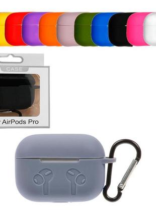 Чехол силиконовый для apple airpods pro с карабином розовый
