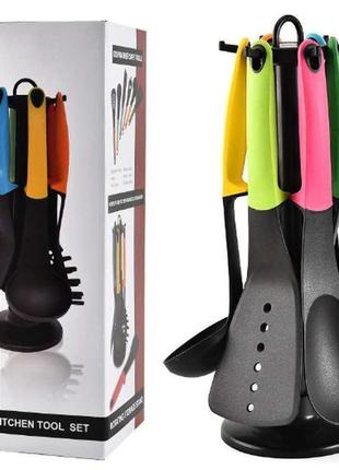 Набор кухонных принадлежностей на подставке 6 предметов пластик kitchen cutlery sets