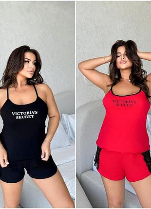 Женская домашняя хлопковая пижама майка и шорты и кружево на спине большие размеры