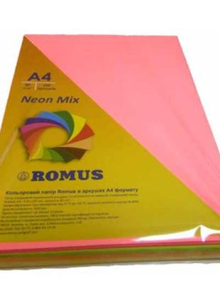 Бумага romus a4 80 г/м2 200sh, 4colors, mix neon (r50935)>>> задайте вопрос по товару в чате prom или viber