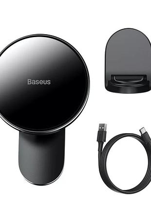 Автодержатель с беспроводной зарядкой для iphone 12 baseus big energy 15w wxjn-01 black