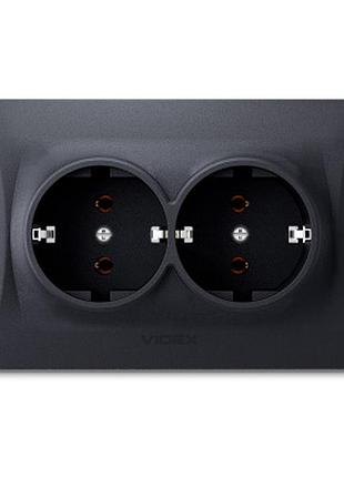 Розетка videx binera 2ая с заземлением черн (vf-bnsk2g-bg)>>> задайте вопрос по товару в чате prom или viber