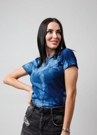 Жіноча футболка рубчик з ефектом тай-дай норма і батал9 фото