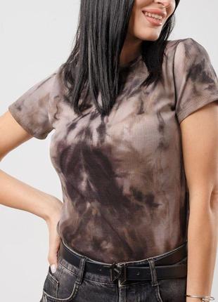 Жіноча футболка рубчик з ефектом тай-дай норма і батал4 фото