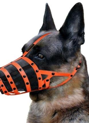 Намордник-сітка bronzedog для собак біотановий помаранчевий з чорним розміру xl (2007033017768)