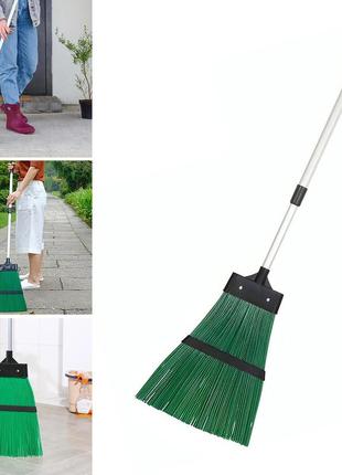 Пластикова мітла вулична віник для саду та двору з телескопічною алюмінієвою ручкою 126 см