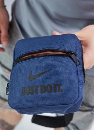 Барсетка-гаманець nike синя, just do it, чоловіча спортивна барсетка, сумка через плече, найк