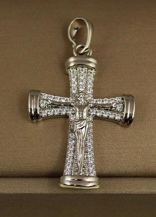 Крестик xuping jewelry крестик с фианитами и широкими краями 3 см серебристый