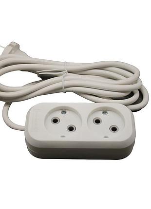 Удлинитель без заземления 2 гнезда, белый, 2 м