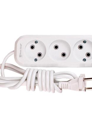 Удлинитель без заземления 3 гнезда, белый, 10 м