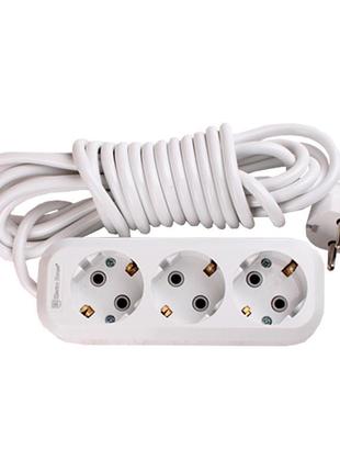Удлинитель с заземлением 3 гнезда, белый, 10 м