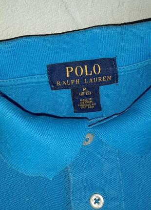 🌿1+1=3 брендовая насыщенно-голубая футболка поло ralph lauren на мальчика 10 - 12 лет5 фото