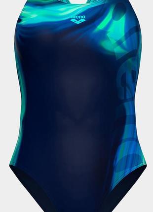 Купальник закритий для жінок arena dreamhline swimsuit v back синій, бірюзовий жін 38