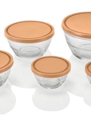 Набір скляних мисок ernesto 5 шт., контейнери/міскі для зберігання1 фото
