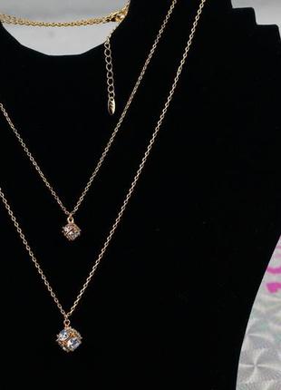 Набір подвійний ланцюг xuping jewelry кубик ніжність 45 см з добором 5 см золотистий