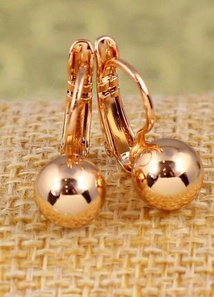 Сережки медичне золото xuping jewelry кульки 8 мм золотисті