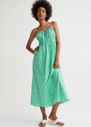Натуральное зеленое платье миди h&amp;m 💚💚8 фото