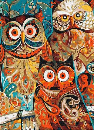 Преміум картина за номерами brushme 40x50см "чарівні сови" pbs8849