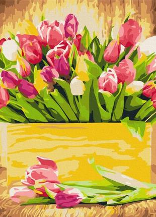 Преміум картина за номерами brushme 40x50см "святкові тюльпани" pbs5666