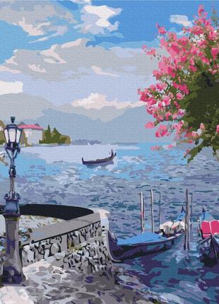 Преміум картина за номерами brushme 40x50см "старовинний сад біля моря 2" pbs53748