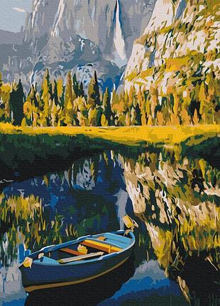 Преміум картина за номерами brushme 40x50см "човен серед гір" pbs53783