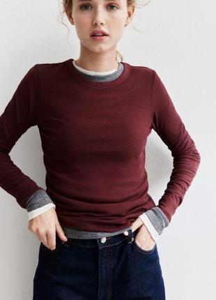 Базовый лонгслив в рубчик вд h&m