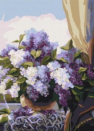 Преміум картина за номерами brushme 40x50см "бузок біля вікна" pbs8260